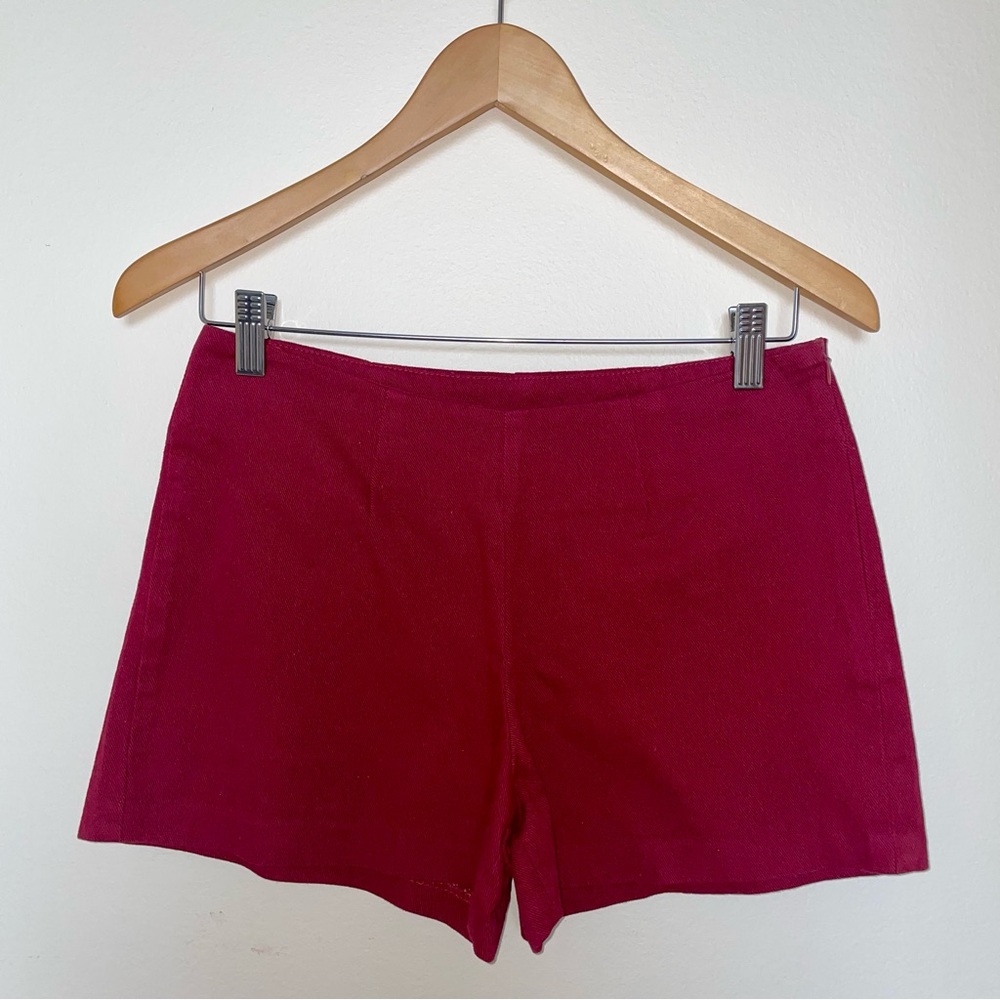 High waisted burgundy shorts